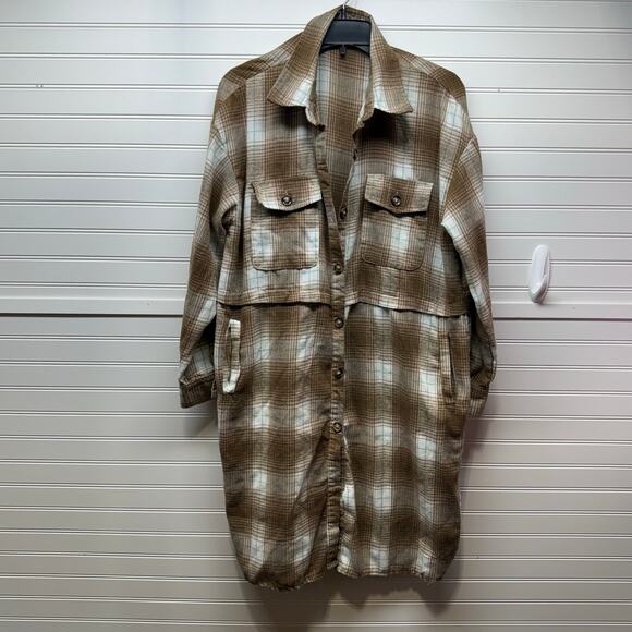 Flannel Duster Lightweight Jacket/Shirt Unbranded Size L/XL - Picture 1 of 12